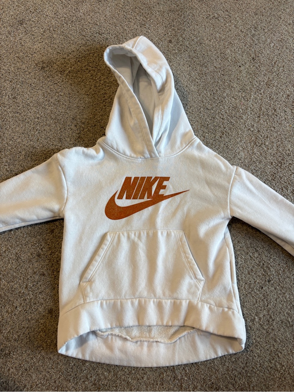 Nike White Hoodie with Orange Logo for Kids